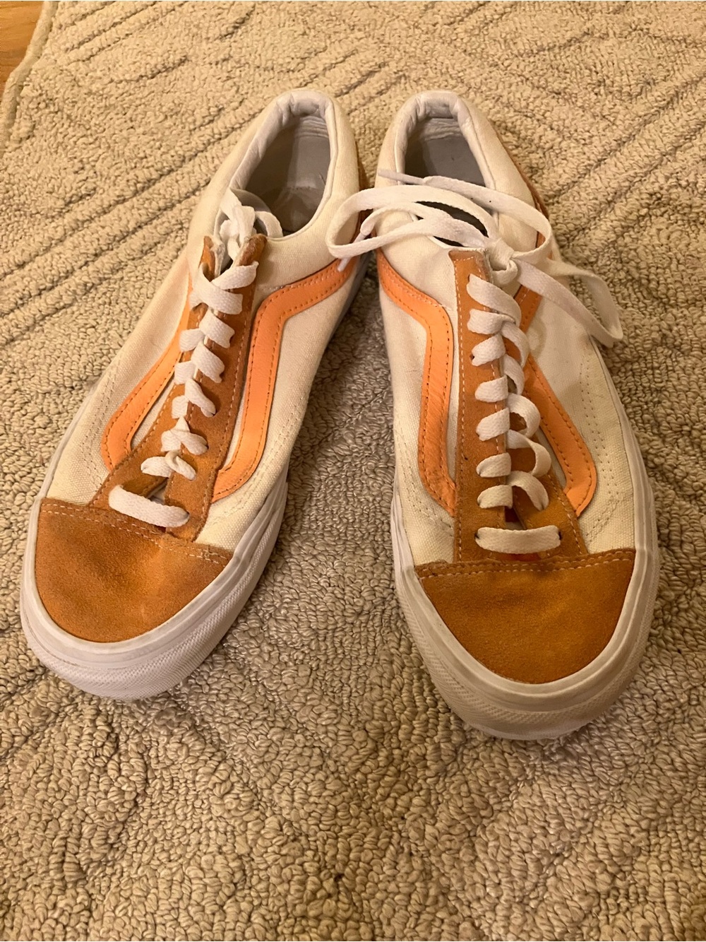 Vans Old Skool Low-Top Sneakers in White and Orange